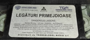 Caseta video vhs - LEGATURI Primejdioase - DANGEROUS LIAISONS *Glenn Close - John Malkovischi - Mich - imagine 3