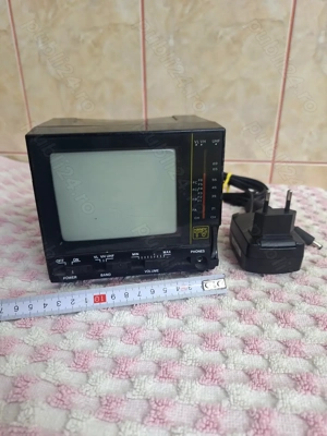 Televizor mini alb negru Handy TV tub cinescop 10cm mini tv functional