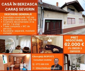 Casa individuala de vanzare in Berzasca, jud. Caras-Severin