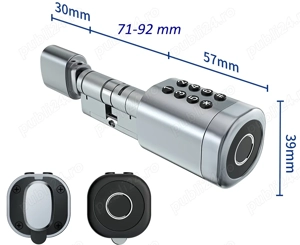 Butuc incuietoare smart Amiko 90mm, cu Bluetooth, amprente digitale, carduri RFID & chei mecanice