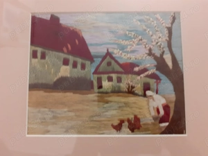 goblen manual pe panza '' femeie in gospodarie ''