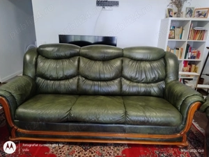 Canapea din piele veritabila + 2 fotolii piele veritabila 