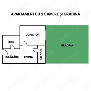 Apartament 2 camere, cu grădina  - imagine 7