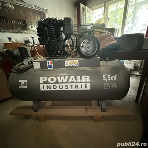 Compresor NOU trifazat POWAIR Industrie   5.5 CP de 270 L