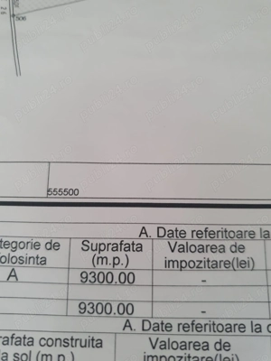 Teren 9300 mp Izvor   Tărlungeni, front 45 m, acte la zi