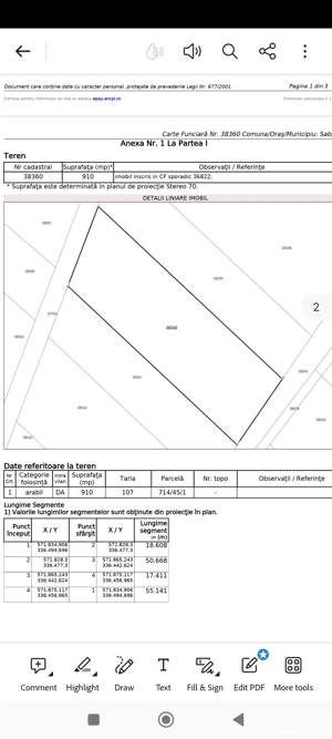 Teren intravilan 910 mp Sabareni 