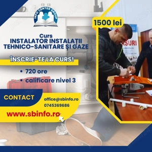 Curs Instalator instalații tehnico-sanitare și gaze