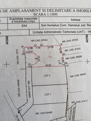 Vând teren Hemeius 940mp   Intravilan