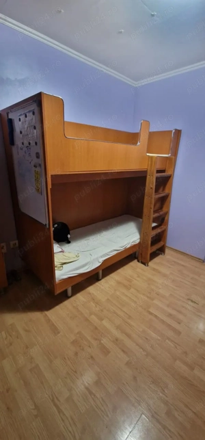 Pat etajat 200x80 din pal culoare cires cu scara lemn & saltele