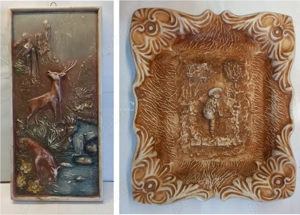 2 aplice decorative vintage, anii 80, basorelief