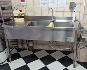 Chiuveta, Spalator inox cu 2 cuve cu picurator stanga fara polita 