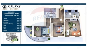 COMISION 0% Apartament 3 camere / Tractorul/ Galaxy Estate - imagine 2