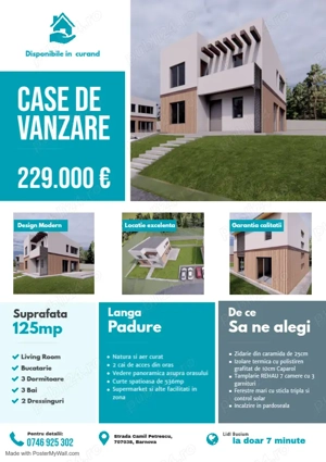 Case moderne cu 3 dormitoare si curte spatioasa langa padure