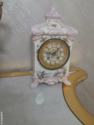 ceas antic din portelan pictat manual,stil Rococo-cca.1900