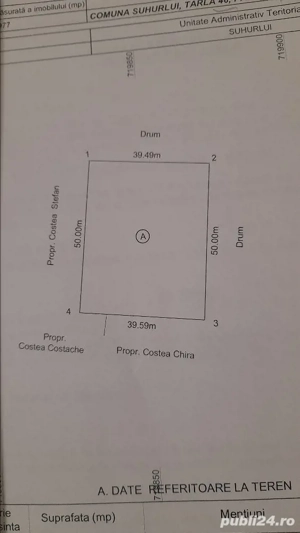 Vind 2 terenuri =Vatra de Casa= 2000 mp  intravilan si unTeren intravilan 2000mp intravilan  - imagine 3
