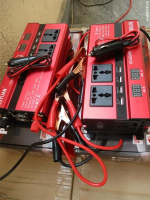 Invertor auto 12V 1600W reali putere pornire 2400W afisaj electronic clesti baterie cabluri pentru b - imagine 2