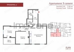 Apartament 3 Camere- 77 mp in Militari, langa METROU, liber, NOU, COMISION 0% - imagine 6