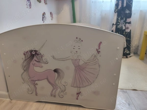 Pat pentru copii,"girl and unicorn" 144x78x58 , sertar,saltea