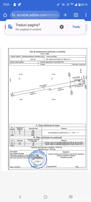 Unic proprietar, vând teren extravilan și intravilan, suprafață totală de 8245 mp