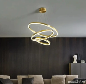 Lustra candelabru cercuri auriu negru