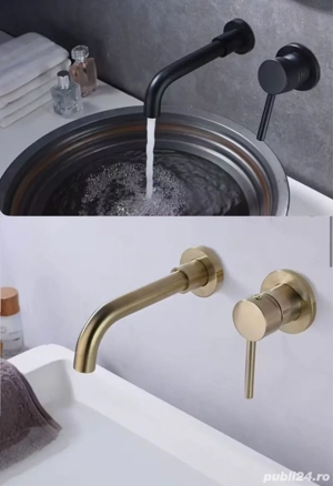 Baterie lavoar perete auriu negru
