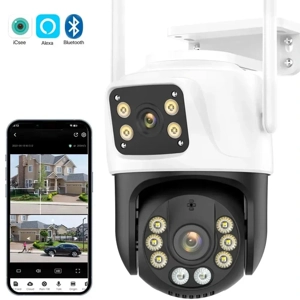 Camera Supraveghere Exterior Dubla, Rotativa, 2Lentile, iCsee