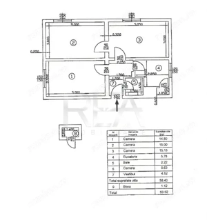 3 camere Parc Floreasca, 58 mp, inst. schimb., anvelopat - imagine 15