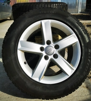 Set  4 jante aliaj R16, ET43 Audi A4, A6  cod 8K0071496+ anvelope iarna - imagine 5