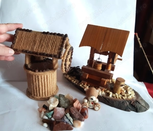 2 fântâni decorative, artizanale, vechi + pietre semiprețioase - imagine 3