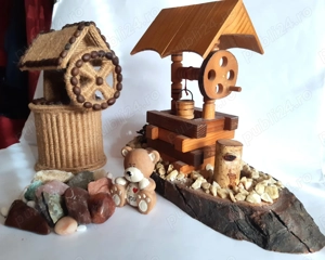 2 fântâni decorative, artizanale, vechi + pietre semiprețioase