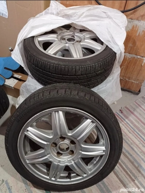 Vând 4 JANTE ALIAJ 16 inch SEAT Original + 4 ANVELOPE vara Bridgestone 