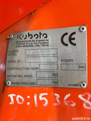 Vand minidumper Kubota kc70 - imagine 4
