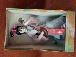 Păpușă orientală asiatică vintage în rochie roz, circa anii 1970 - imagine 2