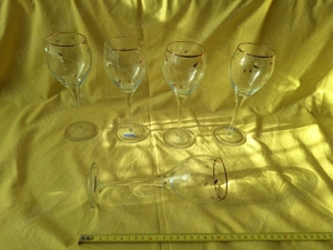 Set 5 pahare inalte  Saphira, aurite, pentru sampanie   vin, 22 cm