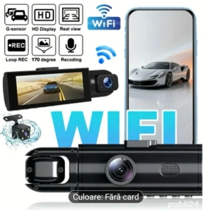 Cameră de bord cu 3 camere Wifi și aplicație + card 32 GB 