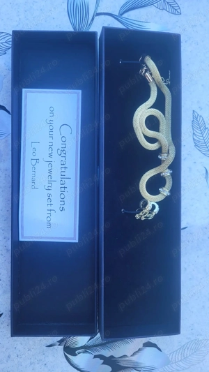 Set colier cu cercei suflate cu aur - imagine 2