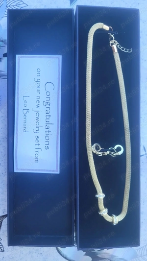 Set colier cu cercei suflate cu aur