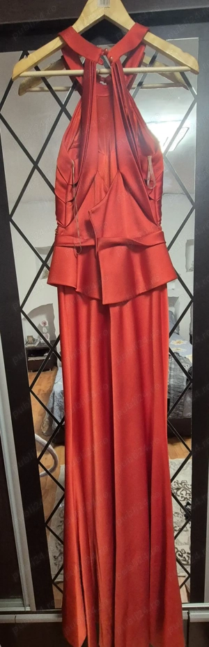 Rochie rosie eleganta dama ,lunga - imagine 2