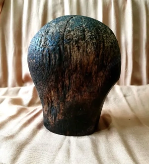 cap   bloc lemn sculptat pentru perucă sau pălării, sfârșit de secol XIX - început de secol XX