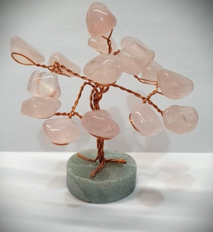Copăcel Feng Shui din cuarț roz și fluorit