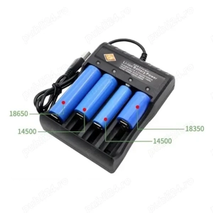 incarcator universal pentru 4 acumulatori litiu cu alimentare usb , nou la cutie 