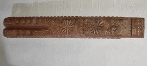 Fluier din lemn model deosebit ( cu 2 nari - ingemanat   gemanat ) lungime - 32 cm -