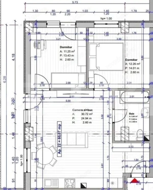 Apartament 3 camere, 60 mp, zona Terra - imagine 3