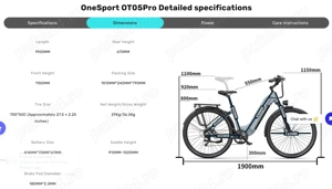 Bicicletă electrică OneSport OT05 PRO, motor 250W, baterie de 36V, 22.5Ah, pret 5000 lei. - imagine 5
