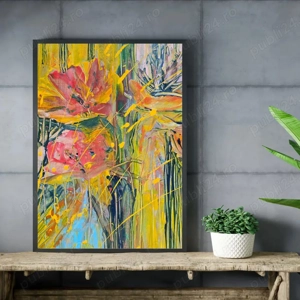 De vânzare: Tablou abstract "Toamna de aur", 50 70 cm, Panza, Acrilice 