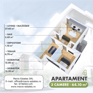 Satu Mare, Micro 17, Apartament 3 camere in complex nou - imagine 2
