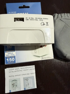 Adaptor stecher universal de calatorie EU UK SUA incarcare USB, NOU - imagine 2