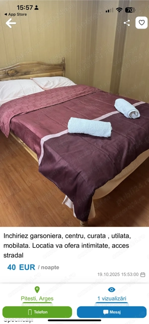 Garsoniera, regim hotelier, zona centrala, 180 roni  24 h