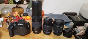 Pachet complet camera DSLR Canon EOS 4000 D + 4 obiective + accesorii - imagine 3