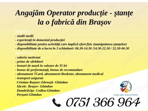 Angajăm Operator producție